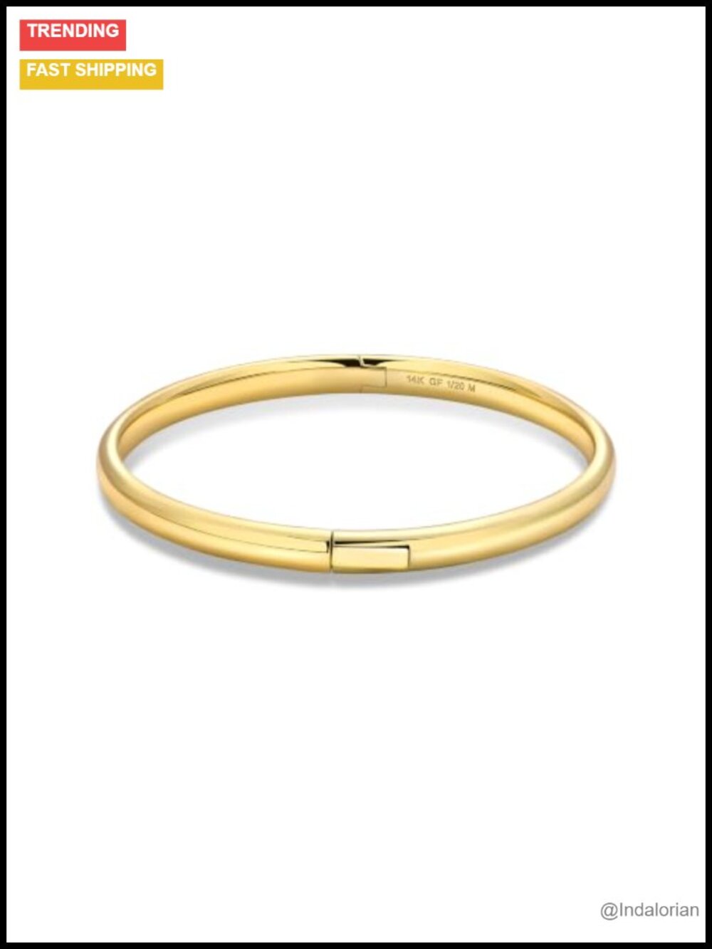 4mm Oval Gold Bangle Hypoallergenic Snap Clasp Women's